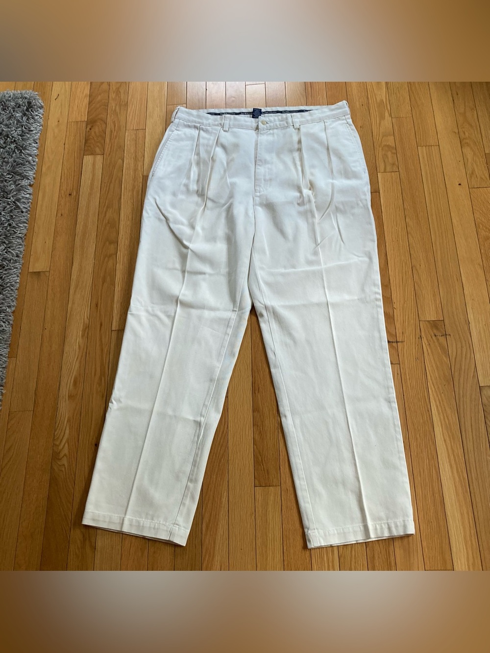 Vintage Polo Ralph Lauren Pleated Chino Pants Off White / Cream 38x32